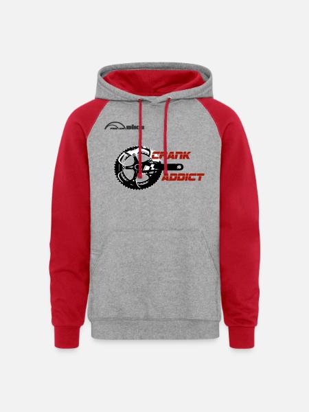 Crank Addict Cycle Gear - Unisex Colorblock Hoodie - heather grey/red