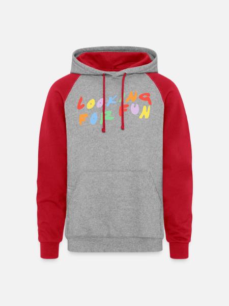 Looking for Fun - Unisex Colorblock Hoodie - heather grey/red
