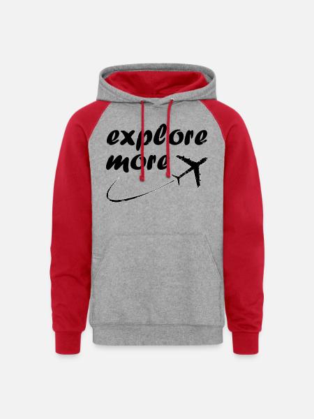 explore more - Unisex Colorblock Hoodie - heather grey/red