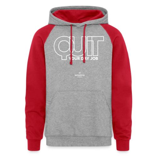 Quit in white - Unisex Colorblock Hoodie