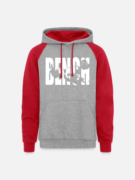 Bench Press - Unisex Colorblock Hoodie - heather grey/red