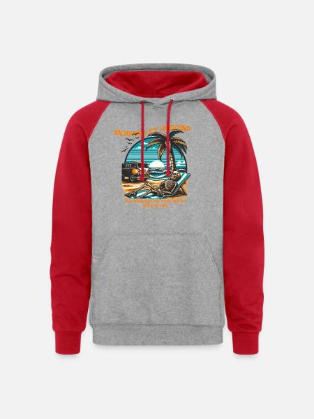 Summer|weekend|enjoying my weekend - Unisex Colorblock Hoodie - heather grey/red