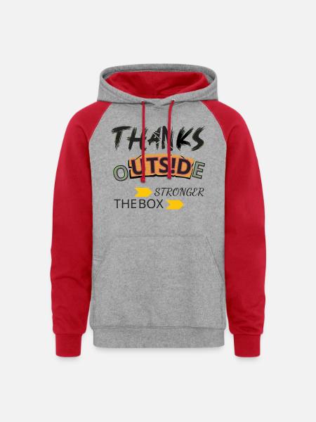 thanks - Unisex Colorblock Hoodie - heather grey/red