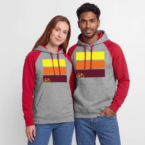 tricolor with bicycle - Unisex Colorblock Hoodie