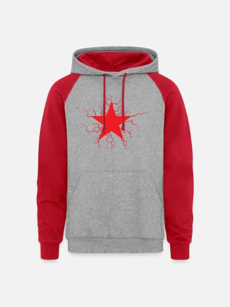 red star - Unisex Colorblock Hoodie - heather grey/red