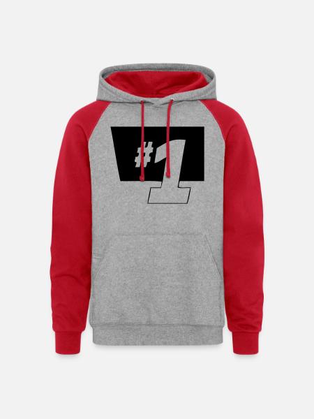1 - Unisex Colorblock Hoodie - heather grey/red