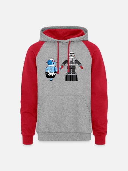 Rosie and Lost in Space Robot - Unisex Colorblock Hoodie - heather grey/red
