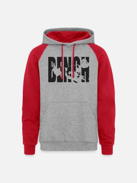 Bench Press - Unisex Colorblock Hoodie - heather grey/red