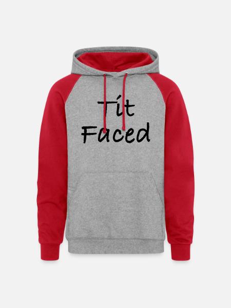 Tit Faced - Unisex Colorblock Hoodie - heather grey/red