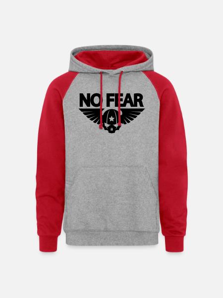 No fear - Unisex Colorblock Hoodie - heather grey/red