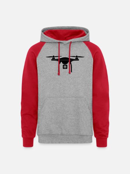 Drone - Unisex Colorblock Hoodie - heather grey/red