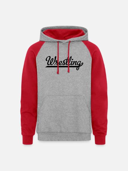 wrestling - Unisex Colorblock Hoodie - heather grey/red