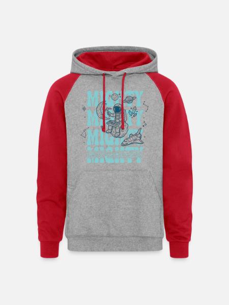 Moonlit Explorer Astronaut - Unisex Colorblock Hoodie - heather grey/red