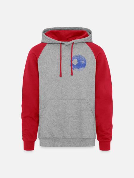 Retro Disco Ball - Unisex Colorblock Hoodie - heather grey/red