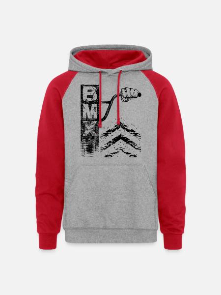 Behind Bmx Bars - Unisex Colorblock Hoodie - heather grey/red