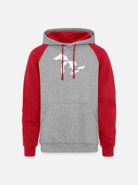 Great lakes white - Unisex Colorblock Hoodie - heather grey/red