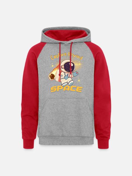 Explore the Space - Unisex Colorblock Hoodie - heather grey/red