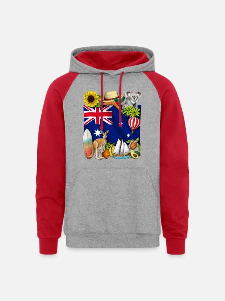 Australia - Unisex Colorblock Hoodie - heather grey/red
