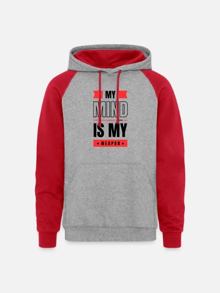 Mind Weapon - Unisex Colorblock Hoodie - heather grey/red
