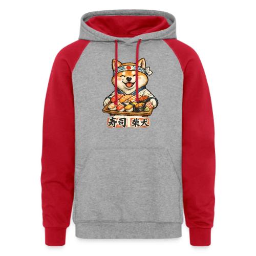 Funny Shiba Inu Sushi Kawaii Dog Tee - Unisex Colorblock Hoodie