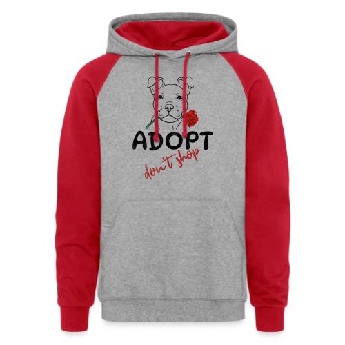 Retro Adopt Dont Shop Cute Puppy Rose Tee - Unisex Colorblock Hoodie