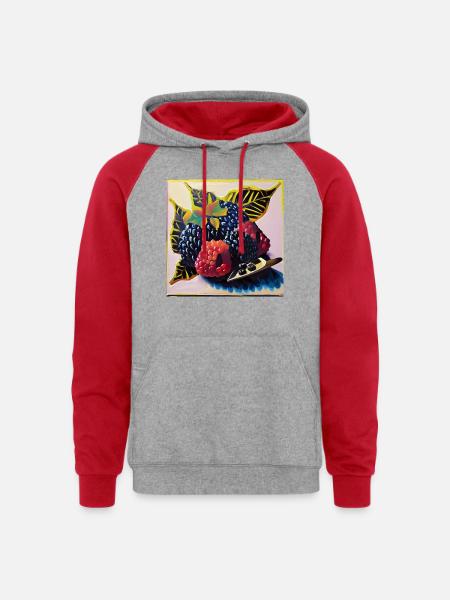 Berries - Unisex Colorblock Hoodie - heather grey/red
