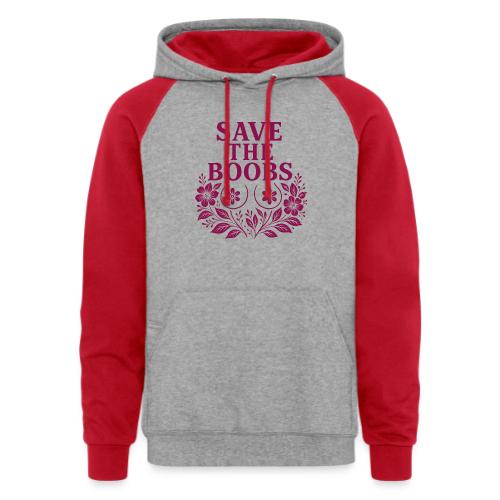 Save the boobs floral - Unisex Colorblock Hoodie