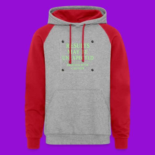 Results May Be Unexpected - Neon Green - Unisex Colorblock Hoodie