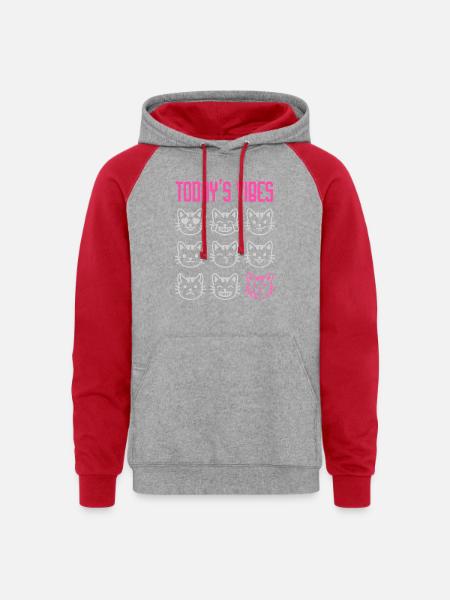 Today's Vibe: Meh - Unisex Colorblock Hoodie - heather grey/red