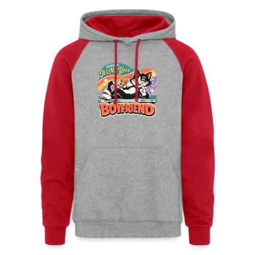 Sassy Cat Pride Pizza Retro Comic - Unisex Colorblock Hoodie