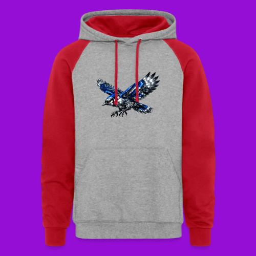 Silver Blue Jay Dive - Unisex Colorblock Hoodie