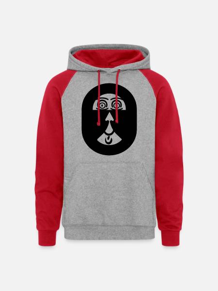 Observer - Unisex Colorblock Hoodie - heather grey/red