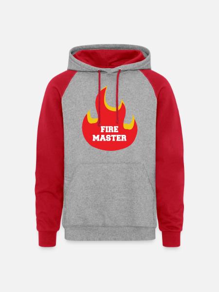 Fire Master - Unisex Colorblock Hoodie - heather grey/red