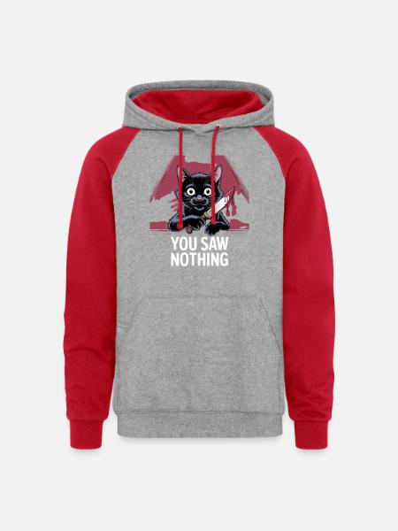 You Saw Nothing - Unisex Colorblock Hoodie - heather grey/red