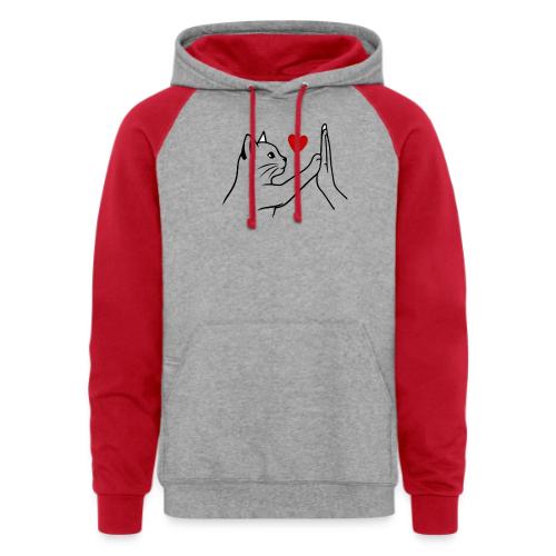 Cat Lover High-Five T-Shirt - Unisex Colorblock Hoodie