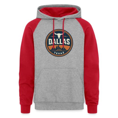 Vintage Dallas Texas Western Skyline Retro Cowboy - Unisex Colorblock Hoodie