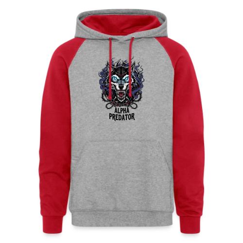 Alpha Predator Wolf Fierce Neon Eyes - Unisex Colorblock Hoodie