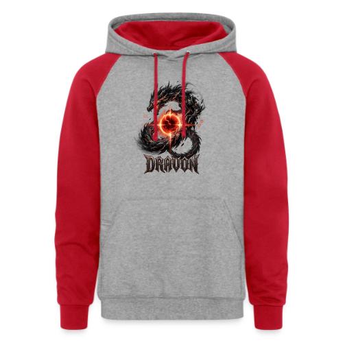 Dravon Fire Dragon Dark Fantasy Graphic T-Shirt - Unisex Colorblock Hoodie