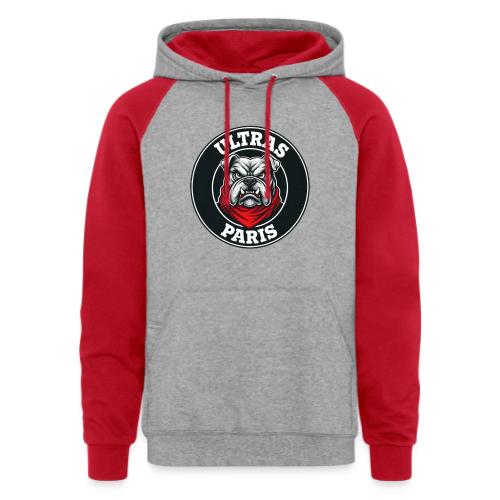 Ultras Paris Bulldog Football Fan Graphic - Unisex Colorblock Hoodie