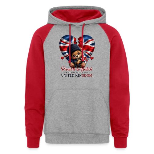 Proud to Be British Teddy Bear UK Patriot Gift - Unisex Colorblock Hoodie