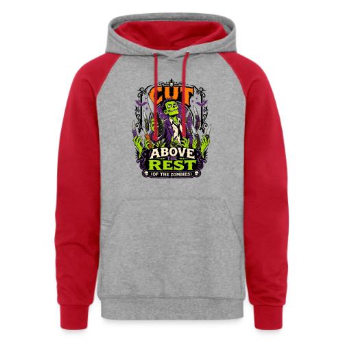 Cut Above The Rest Zombie Pocket Knife Halloween - Unisex Colorblock Hoodie