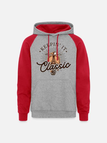 Keepin' It Classic - Unisex Colorblock Hoodie - heather grey/red