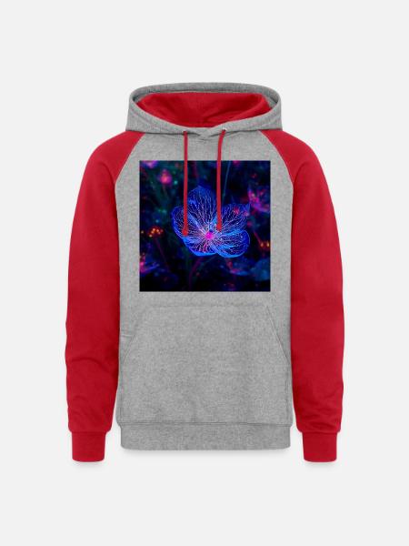 Translucent Blue - Unisex Colorblock Hoodie - heather grey/red