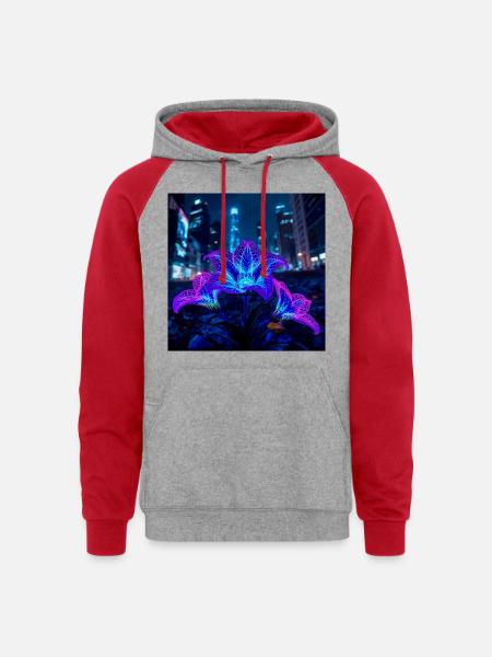 Plazma - Unisex Colorblock Hoodie - heather grey/red