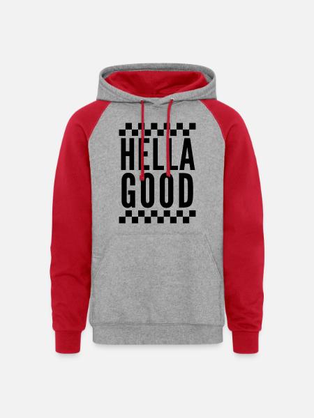 Hella Good Ska Checkerboard - Unisex Colorblock Hoodie - heather grey/red