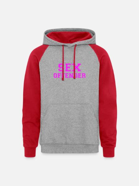 Sex Offender - Unisex Colorblock Hoodie - heather grey/red
