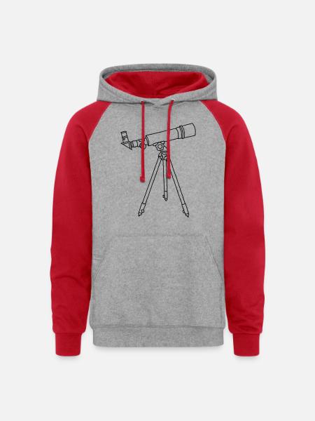 Telescope - Unisex Colorblock Hoodie - heather grey/red