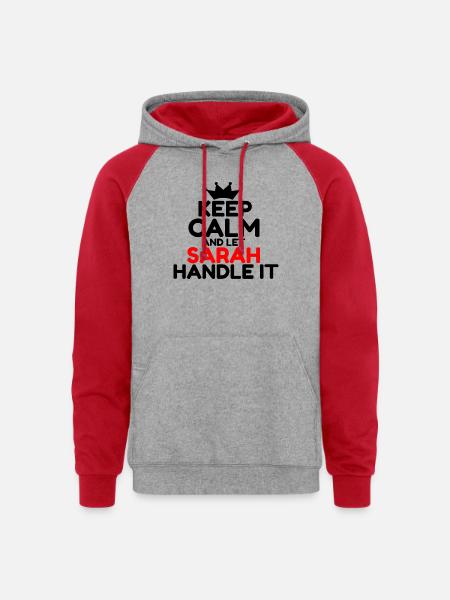 SARAH - Unisex Colorblock Hoodie - heather grey/red