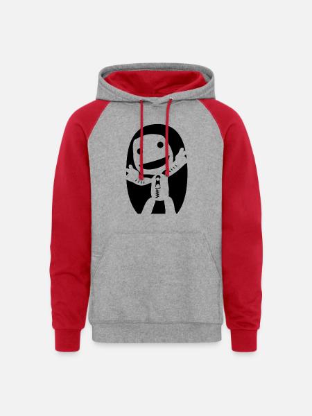 Little Big Planet - Unisex Colorblock Hoodie - heather grey/red