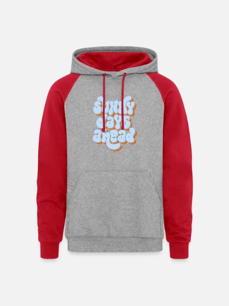 Sunny Days Ahead Retro 3D Typography Design - Unisex Colorblock Hoodie - heather grey/red
